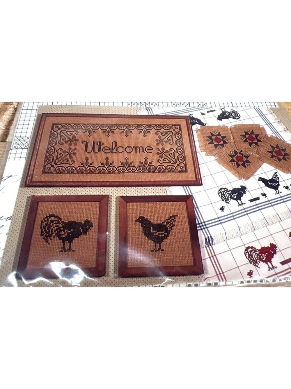 Told In A Garden Country Gifts Cross-Stitch Pattern Welcome Sign Rooster Hen